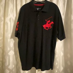 Beverly Hills Polo Club Mens Big Pony Black Short Sleeve Shirt XL